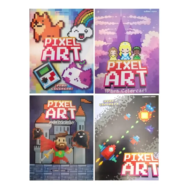 Pixelart-aprende,colorea Con Pixeles/4 Libros Muy Divertidos