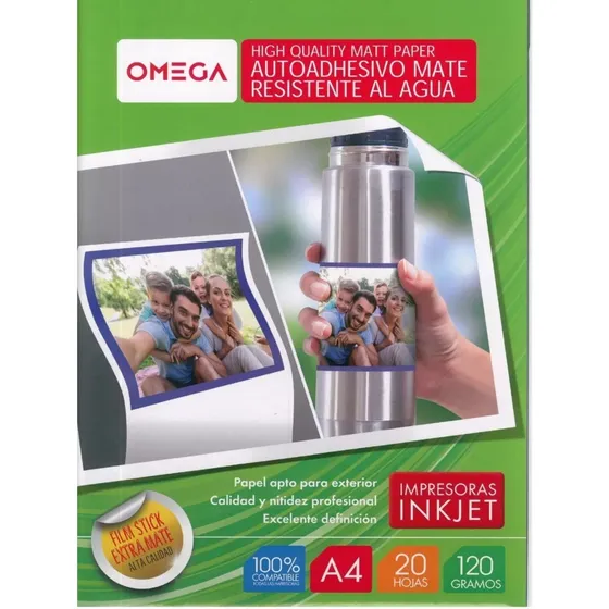 20 Hojas Papel Fotográfico Mate Exterior Resistente Al Agua Color Blanco