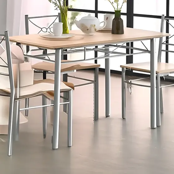 Comedor Rectangular Home Collection Café Claro 4 Sillas Modelo JX-18A210 | MercadoLibre