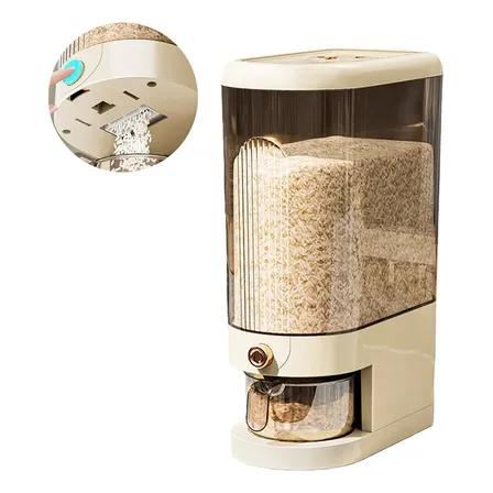 Balde Para Arroz 10kg Transparente Vedação Hermética Creme