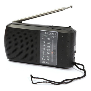 Rádio Am Fm Portátil Preto Kk27 Com Antena Telescópica Rádio Am Fm Portátil Preto Kk27 Com Antena Telescópica