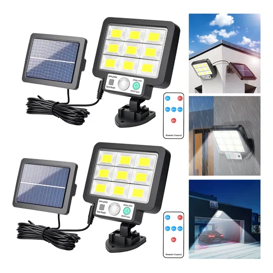 2pzs Lampara Focos Solares Súper Brillante Con 3modos+remoto