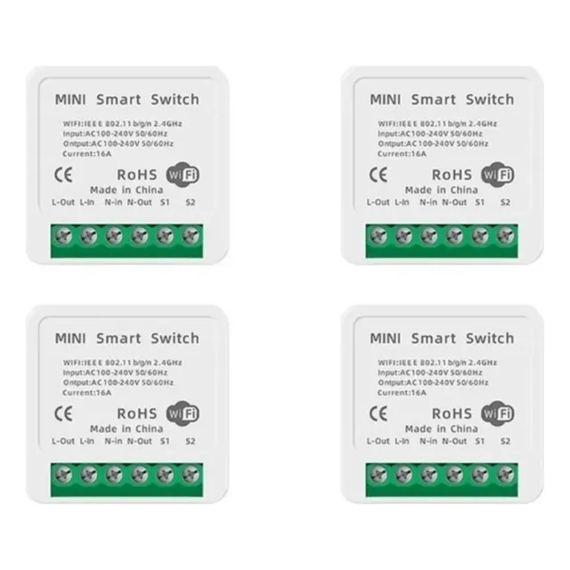 Kit 4 Mini Interruptor Inteligente 16a Wifi Automação Alexa