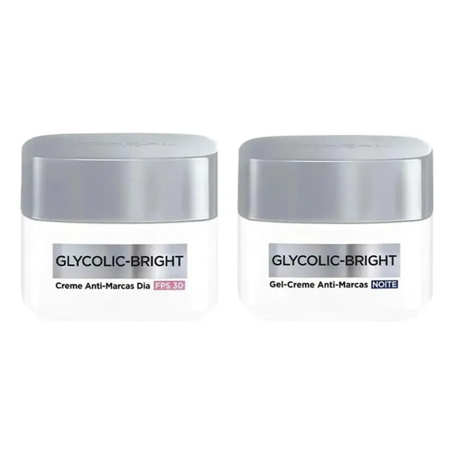 Kit Loreal Potes Creme Glyco-bright Dia + Noite, 49g Todo Tipo De Pele Kit Loreal Potes Creme Glyco-bright Dia + Noite, 49g Todo Tipo De Pele