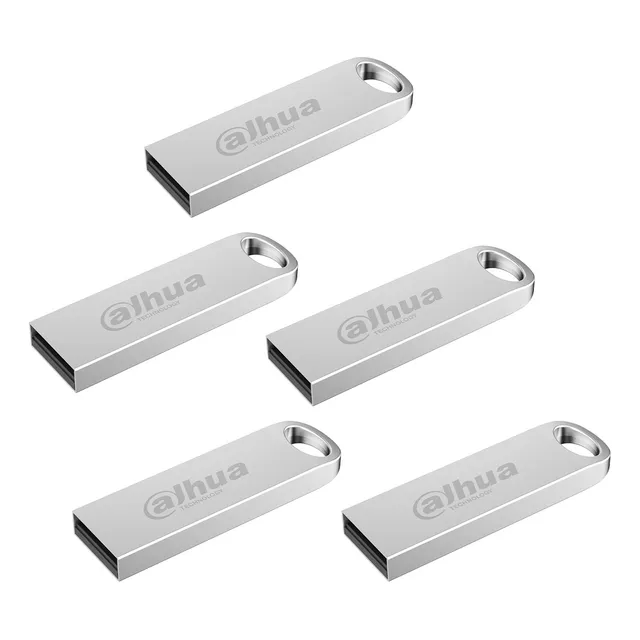 Dahua Kit De 5 Memorias U106 Usb Flash Drive 32gb Diseño Metálico 2.0 Lectura De Hasta 25 Mbs Escritura De Hasta 10 Mbs Ideal Para Todo Tipo De Trabajo Um110-usb-u106-20-32gb Plateada