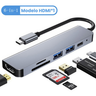 Adaptador Usb Múltiple Hub 6 En 1 P/celular, Tablet Y Compu Adaptador Usb Múltiple Hub 6 En 1 P/celular, Tablet Y Compu