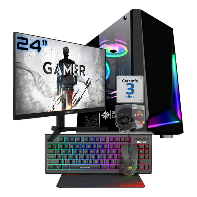 Pc Gamer Amd Ryzen 3 3200g 16g 512g Monitor 24 Tec Mou Juego