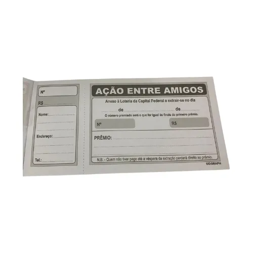 Kit 20 Talão Ação Entre Amigos Sorteio Beneficente Evento