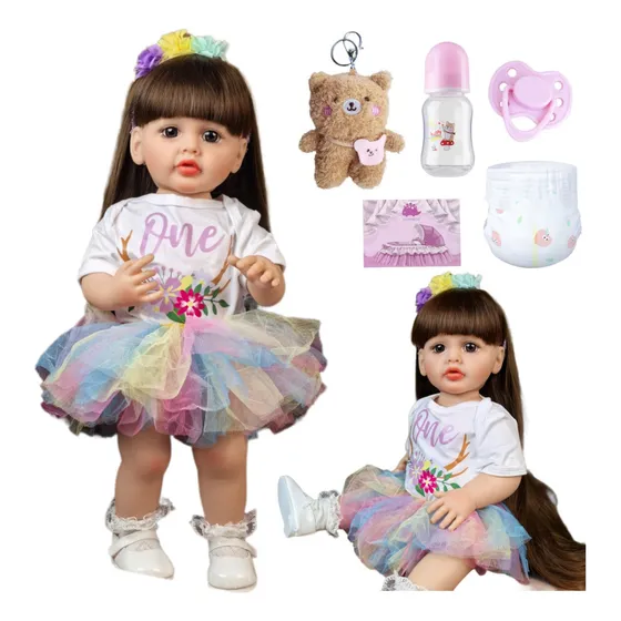 ZAVANESE Boneca Bebê Reborn Realista Menina Baby Colorido 55cm