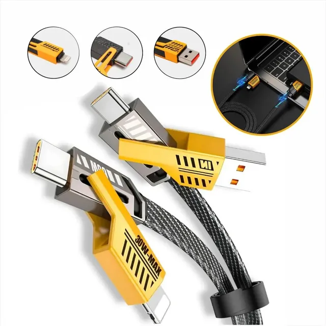 Cabo Usb Turbo 65w Carregador 4 Em 1 Tipo C Para iPhone 1m