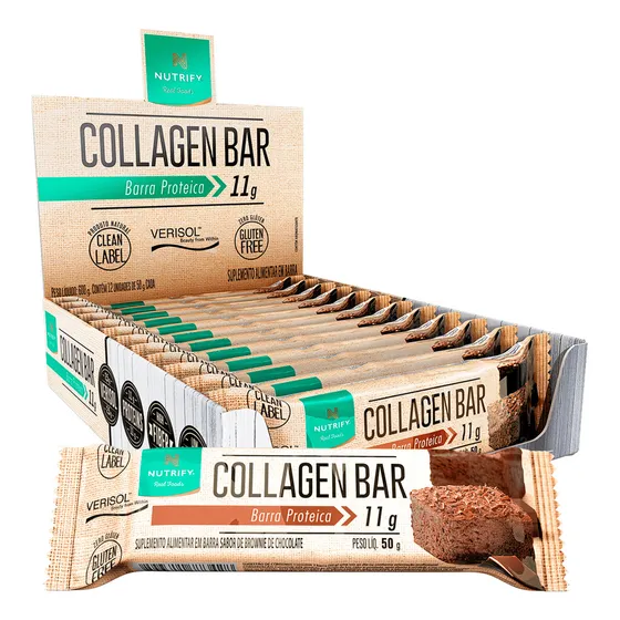 Collagen Bar Proteica Brownie de Chocolate 10 unidades Nutrify