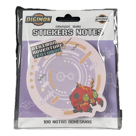 Bloc De 100 Notas Adhesivas Tipo Post It Digimon Color Lila / Tentomon
