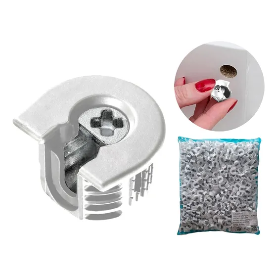 Conector Rafix Placa 18mm Caja + Perno Blanco X 50 Unidades