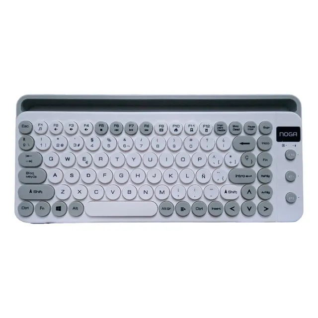 Teclado Inalambrico Bluetooth Usb Noga Nkb-q40 Qwerty Gris Teclado Blanco Idioma Español España