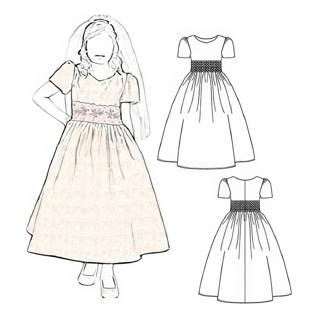 ( Moldes De Ropa)  Vestido Comunion Niña 1001