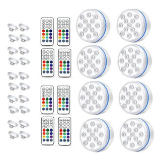 Jogo De 8 Luzes Led Rgb Piscina Controle Sem Fio Ventosa Jogo De 8 Luzes Led Rgb Piscina Controle Sem Fio Ventosa