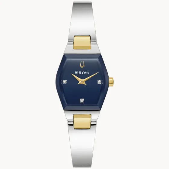 Reloj Bulova 98p216 Geminis Para Mujer Ts Color de la correa Plateado Color del bisel Negro Color del fondo Azul