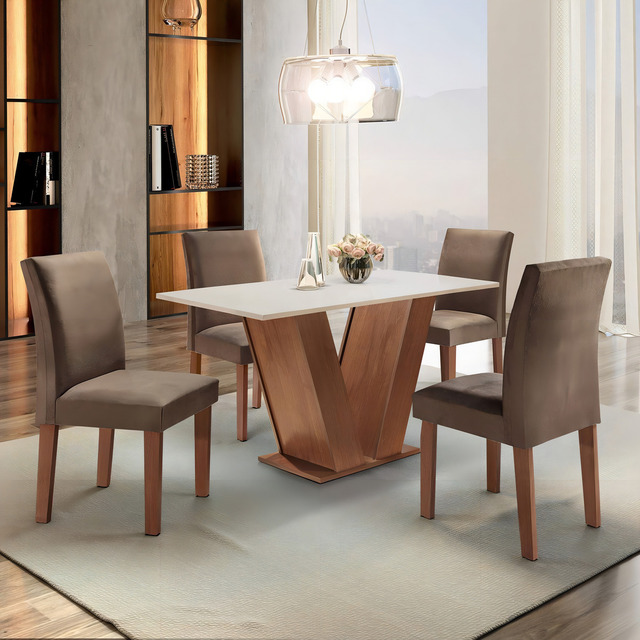 Mesa De Jantar Tampo Mdf 4 Cadeiras Espanha Espresso Fc Cor Marrom Desenho Do Tecido Das C... Mesa De Jantar Tampo Mdf 4 Cadeiras Espanha Espresso Fc Cor Marrom Desenho Do Tecido Das C...