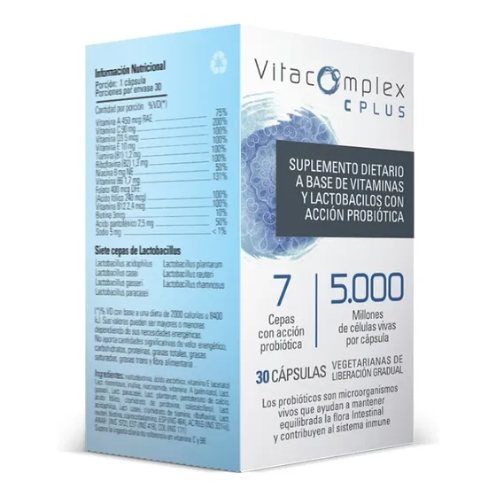 Probiótico Vegano - 7 Cepas + Vitaminas Vitacomplex C Plus