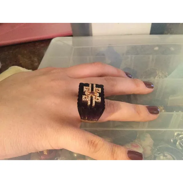 Anillo Italiano De Amatistas Y Rubi Talla 7