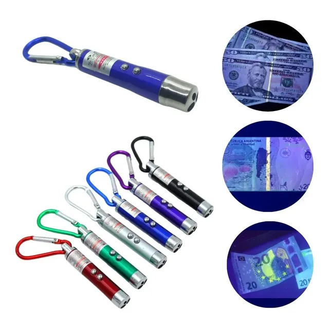 X24 Puntero Laser Linterna Uv Violeta 3 En 1 Llavero Mayoris