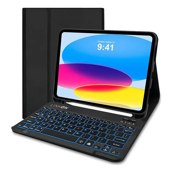 Carcasa Funda + Teclado Para iPad Tablet Linkon 10.2 Y 10.9 Color 10.9 Black | Cuotas sin interés