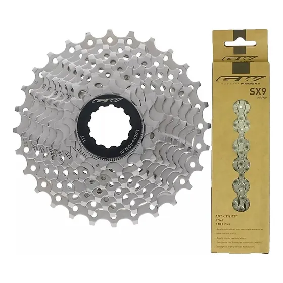 Pacha 9 Velocidades Con Cadena Gw 11-28 Bicicleta Ruta Plateado