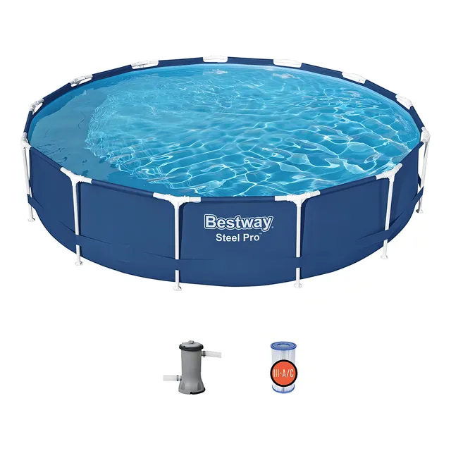 Alberca Estructural Circular 3.96m x 84cm de 8,680L con Bomba, Bestway Steel Pro 5612D