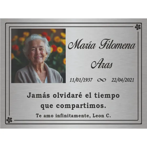 Placa Recordatoria Homenaje Cementerio Lapida Nicho Fúnebre Placa 20x15 Homenaje Recordatoria Fúnebre Mortuoria. Cementerio. Nicho