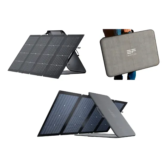 Panel solar Ecoflow, portátil y plegable, bifacial, de 220 W, color negro, voltaje de circuito abierto, 18,4 V, voltaje máximo del sistema: 21,8 V
