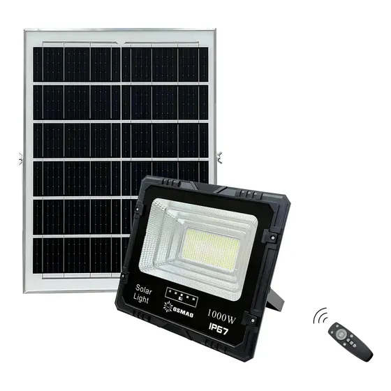 Foco Solar LED 1000W Exterior IP67 con Panel y Control Remoto Osmao | Cuotas sin interés