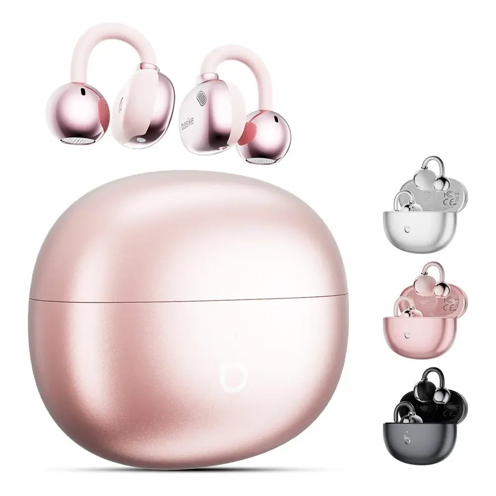 Fone de Ouvido Basike OWS Bluetooth Esporte Sem Fio c/ Microfone e Clipe, 30 Horas de Bateria e IPX5