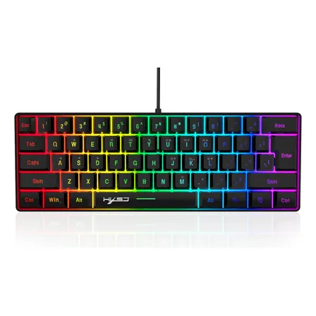 Teclado Gamer Hxsj V700 Membrana Rgb Compacto Negro Inglés Us