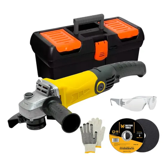 Esmerilhadeira 220v Com 3 Discos Corte Caixa Luva E Oculos Cor Amarelo Frequência 50hz/60hz