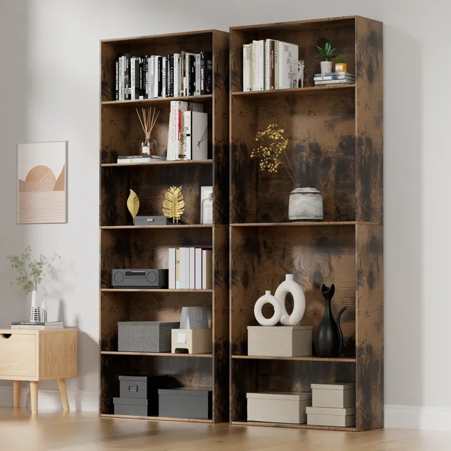 Librero Organizador Simple Modernos Madera Librero 6 Capas Color Marrón