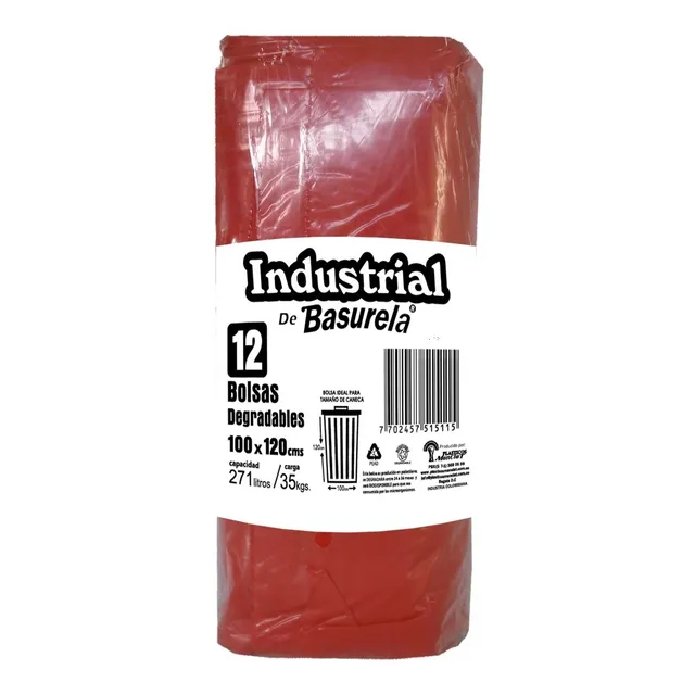 12 Bolsas De Basura Industrial Roja 100*120cm 