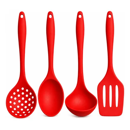 Kit Utensílios Silicone Cozinha 4 Peças Antiaderente