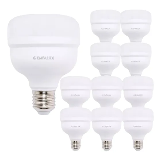 Kit 10 Lâmpadas Led 20w Bulbo E27 Branco Frio 6500k Bivolt