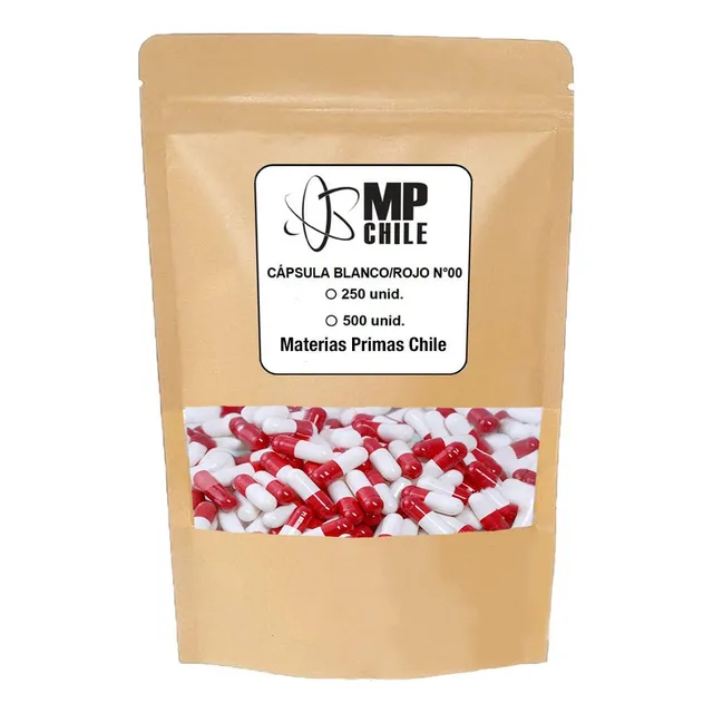 Pack 250 Cápsulas Vacías N° 00 Color Blanco/rojo Premium