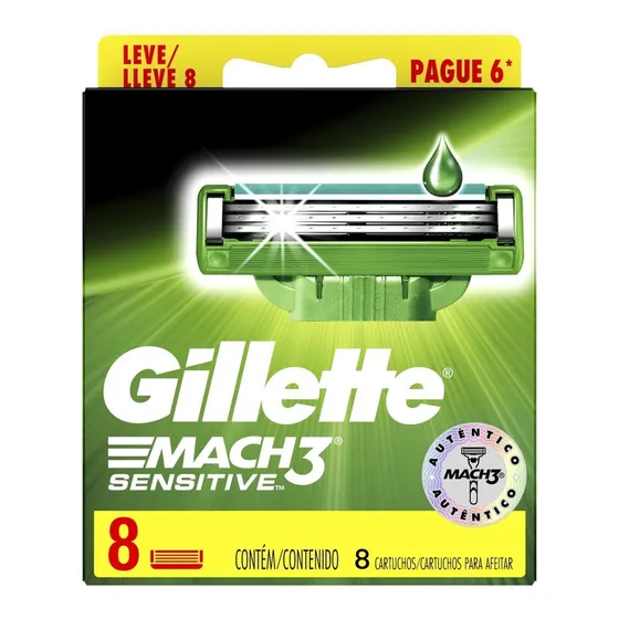 Cartucho de rastrillo Gillette Mach3 Sensitive 8 unidades
