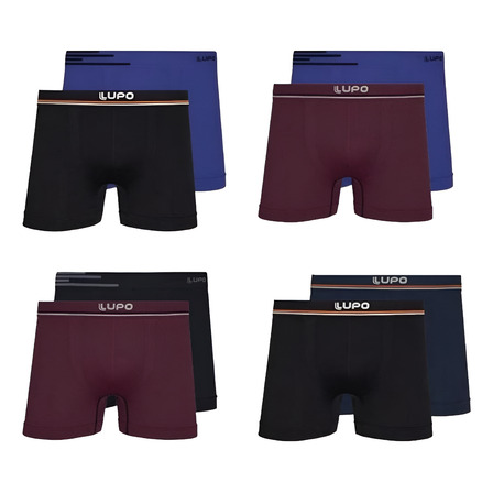 Kit 8 Cuecas Box Boxer Lupo Sem Costura Microfibra Adulto Kit 8 Cuecas Box Boxer Lupo Sem Costura Microfibra Adulto
