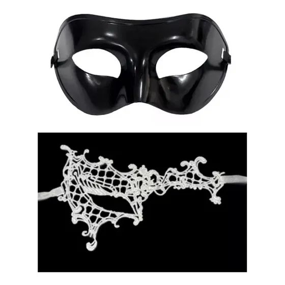 Kit C/ 02 Máscaras Baile Festas 50 Tons De Cinza