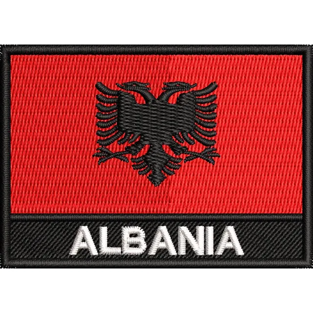 Patch Bordado Bandeira Albânia Motociclista P/ Colete Ban492