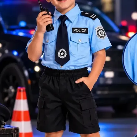 Fantasia Policial Infantil Menino Halloween Luxo Premium