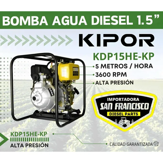 Motobomba De Agua Diesel 1.5 / 5m/h A 3600pm Alta Precion