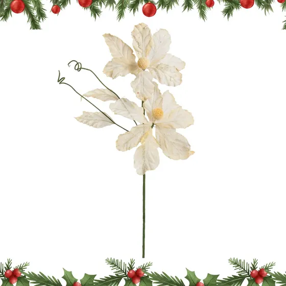 Flor Adorno Navidad Vara De 50cm Flor Decoración Navideña