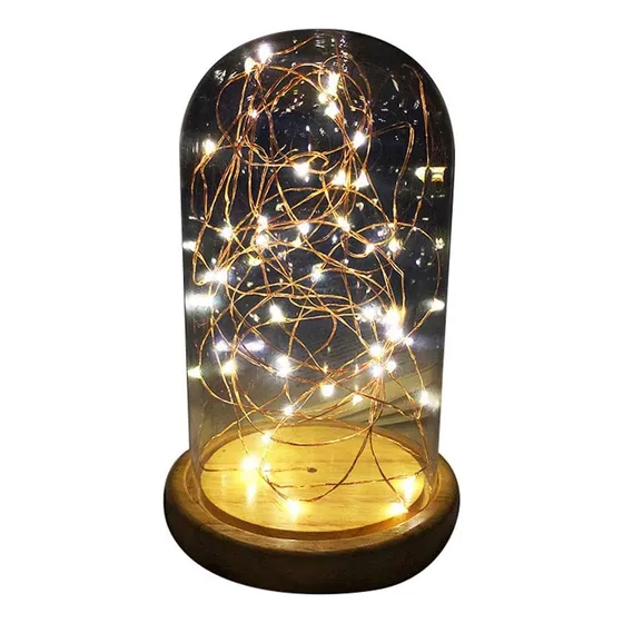 Lámpara De Mesa Campana Cúpula De Vidrio Candy Bar Luces Inalámbrico A Pilas