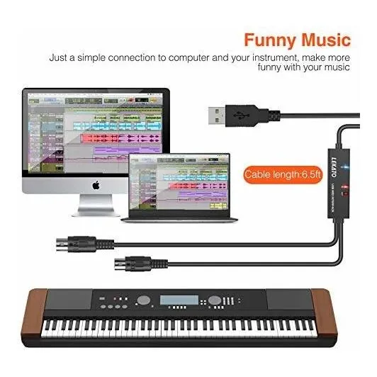 Midi Interfaz Usb Adaptador Cable Din 5 Pin Entrada Teclado