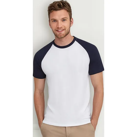 Camiseta Ranglan Manga Corta (poli-algodon) Para Hombre
