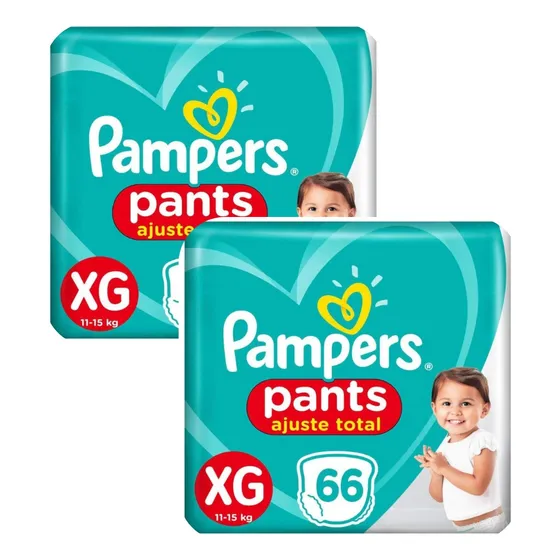 Kit 02 Fraldas Pampers Pants Xg 66 Ajuste Total